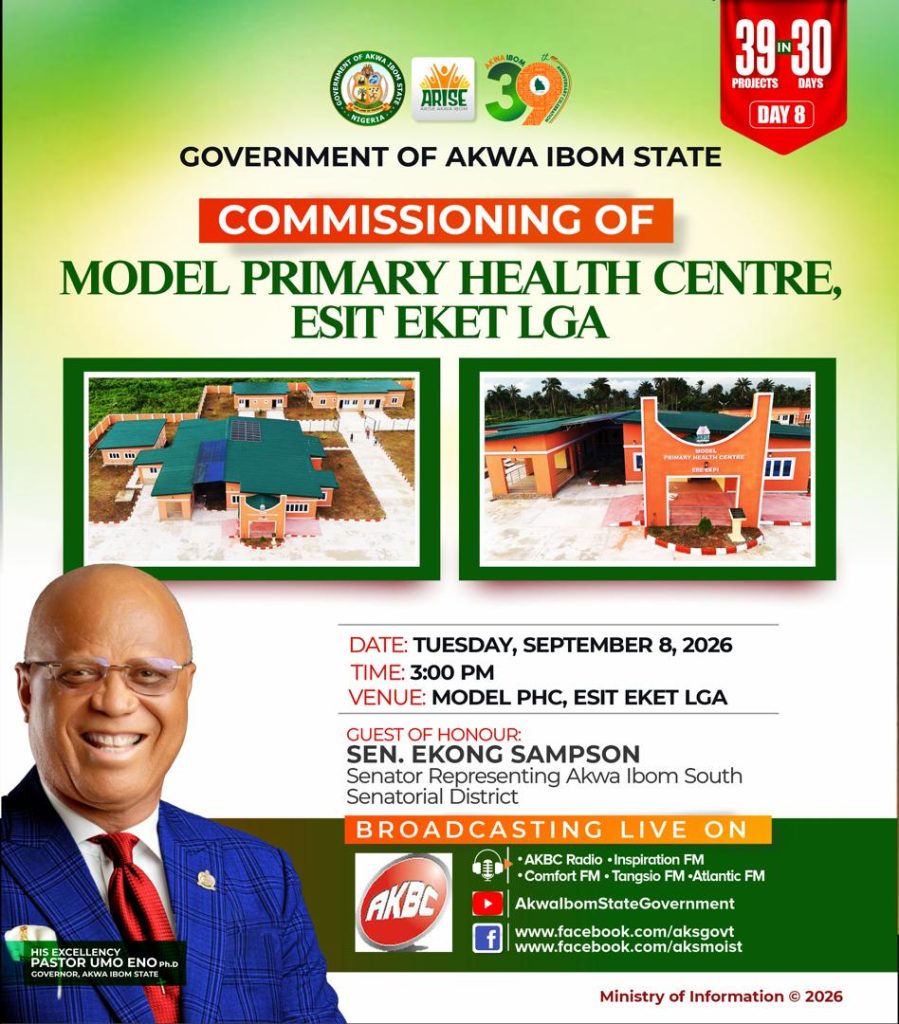 Esit Eket Set for Commissioning of Model Primary Health Centre as Eno Advances 39-30 Projects